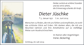 Anzeige von Dieter Jüschke 