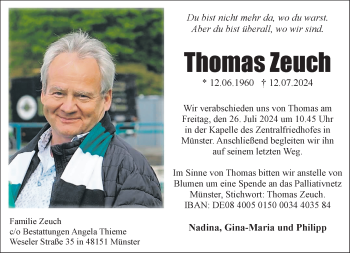 Anzeige von Thomas Zeuch 