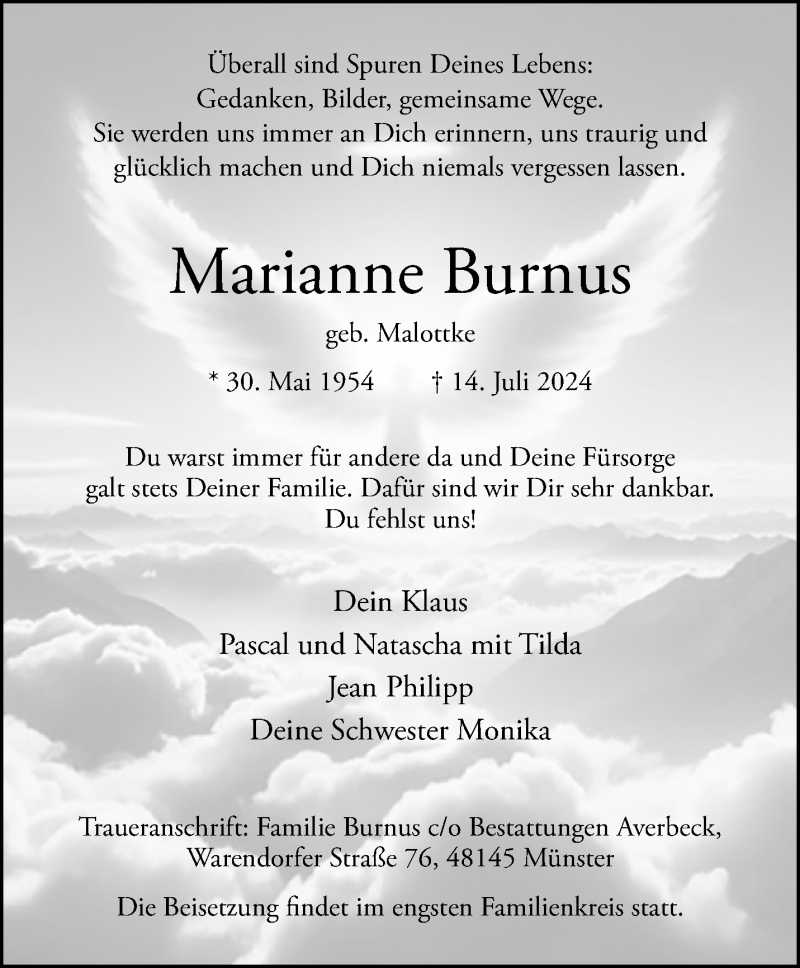  Traueranzeige für Marianne Burnus vom 20.07.2024 aus 