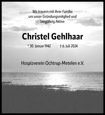 Anzeige von Christel Gehlhaar 