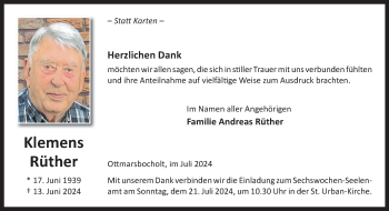 Anzeige von Klemens Rüther 