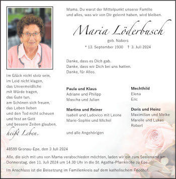 Anzeige von Maria Löderbusch 