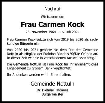 Anzeige von Carmen Kock 