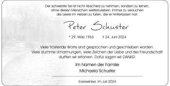 Anzeige von Peter Schuster 