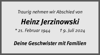 Anzeige von Heinz Jerzinowski 