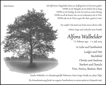 Anzeige von Alfons Walbelder 