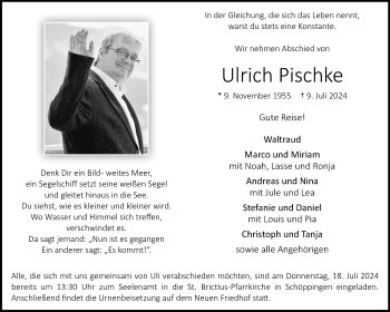 Anzeige von Ulrich Pischke 