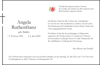Anzeige von Angela Ruthenfranz 