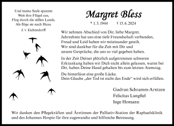 Anzeige von Margret Bless 