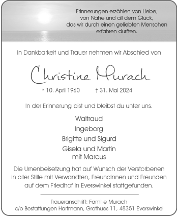 Anzeige von Christine Murach 