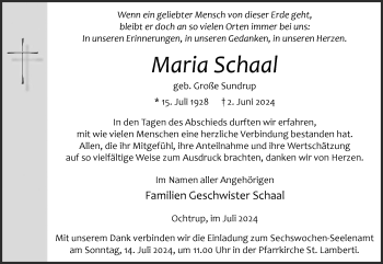 Anzeige von Maria Schaal 