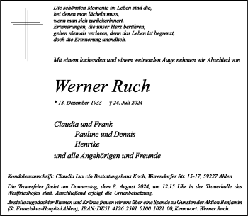 Anzeige von Werner Ruch 
