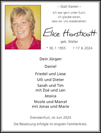 Anzeige von Elice Horstkott 