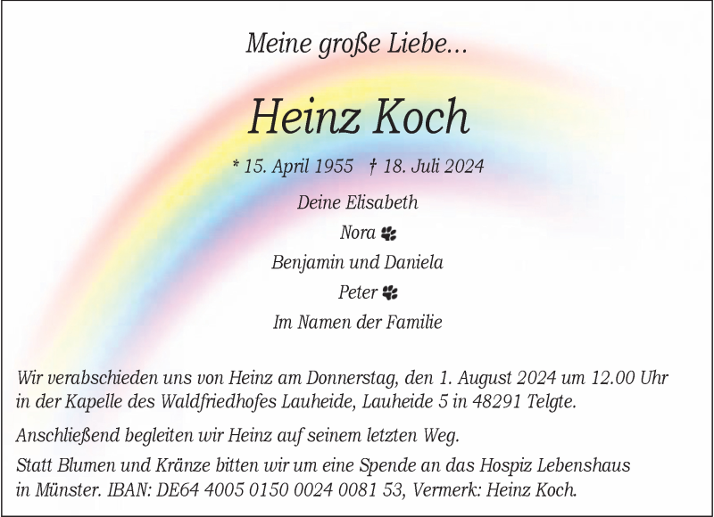  Traueranzeige für Heinz Koch vom 27.07.2024 aus 
