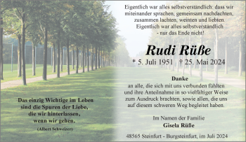 Anzeige von Rudi Rüße 