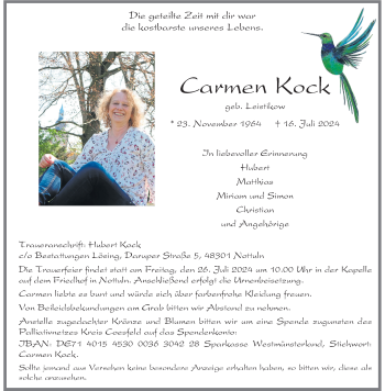 Anzeige von Carmen Kock 