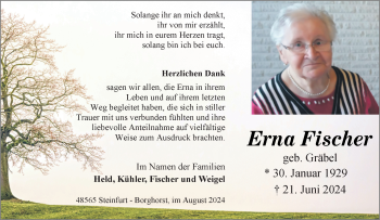 Anzeige von Erna Fischer 
