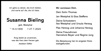 Anzeige von Susanna Bieling 