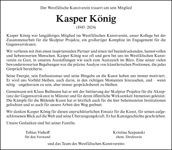 Anzeige von Kasper König 