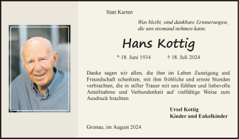 Anzeige von Hans Kottig 