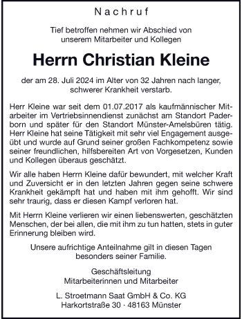Anzeige von Christian Kleine 