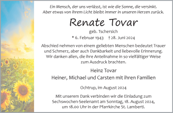Anzeige von Renate Tovar 