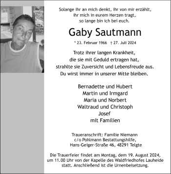 Anzeige von Gaby Sautmann 