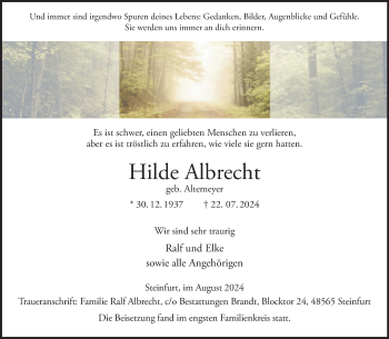 Anzeige von Hilde Albrecht 