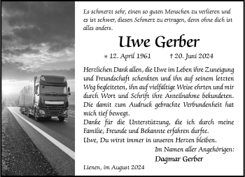 Anzeige von Uwe Gerber 