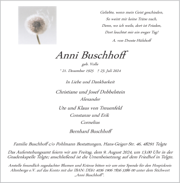Anzeige von Anni Buschhoff 