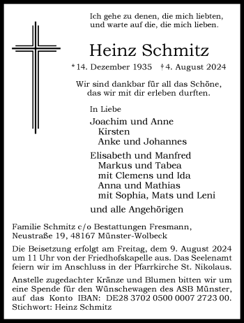 Anzeige von Heinz Schmitz 