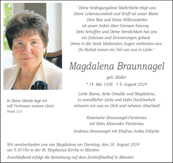 Anzeige von Magdalena Braunnagel 