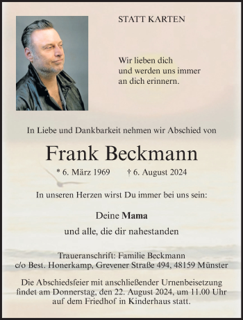 Anzeige von Frank Beckmann 