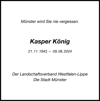 Anzeige von Kasper König 