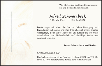 Anzeige von Alfred Schwartbeck 