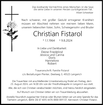 Anzeige von Christian Fistarol 