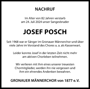Anzeige von Josef Posch 