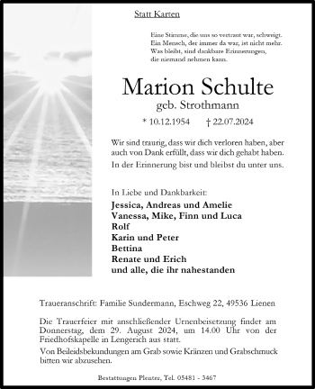 Anzeige von Marion Schulte 