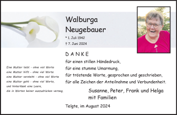 Anzeige von Walburga Neugebauer 