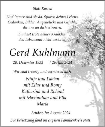 Anzeige von Gerd Kuhlmann 