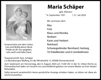 Anzeige von Maria Schäper 