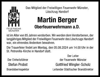 Anzeige von Martin Berger 