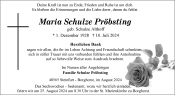 Anzeige von Maria Schulze Pröbsting 