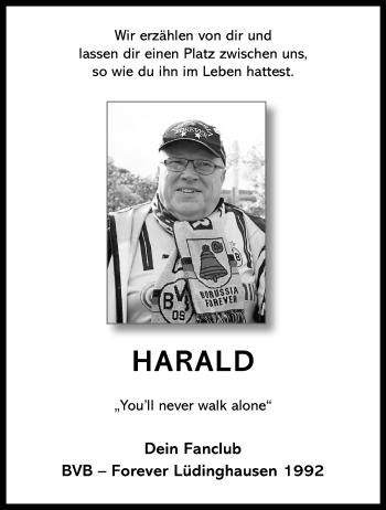 Anzeige von Harald Jöhnck 