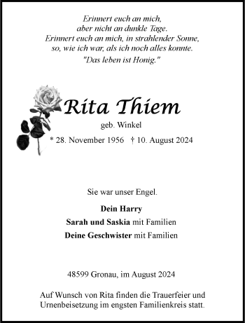 Anzeige von Rita Thiem 