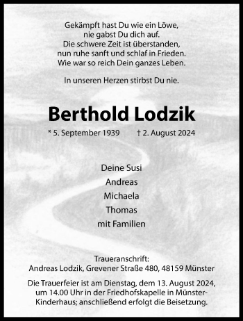 Anzeige von Berthold Lodzik 