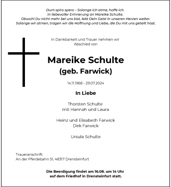 Anzeige von Mareike Schulte 