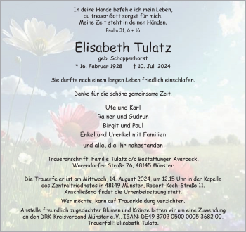Anzeige von Elisabeth Tulatz 