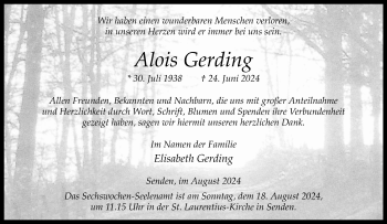 Anzeige von Alois Gerding 