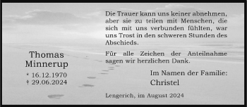 Anzeige von Thomas Minnerup 